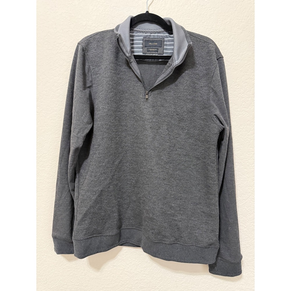 Porter &‎ Ash Mens Gray 1/4 Zip Mock Neck Pullover 2-Tone Structure Sweater L